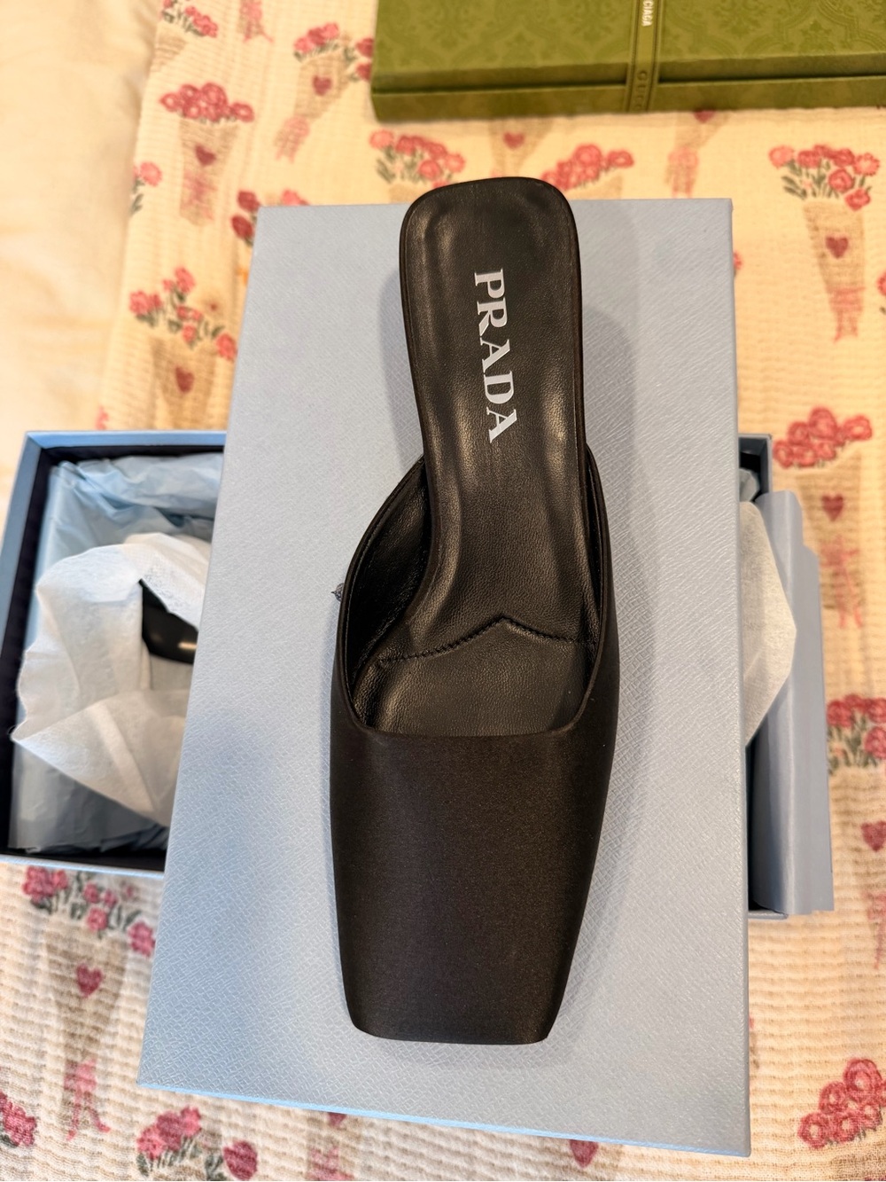 Prada Black Square-Toe Slip-On Mule - Picture 3 of 5